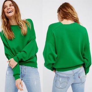 Free People | Green Check Oversized Sweater
